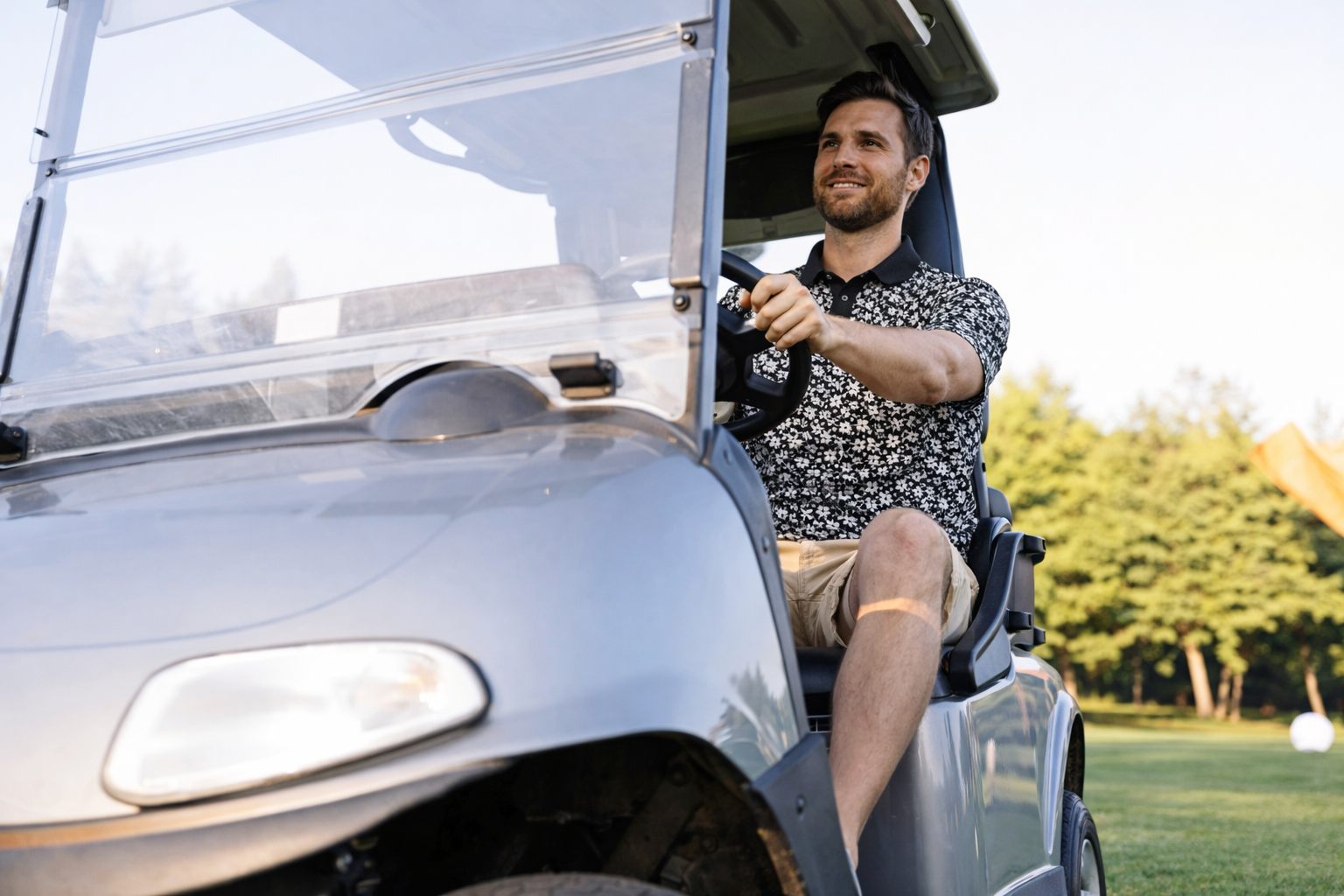 White Floral Performance Polo