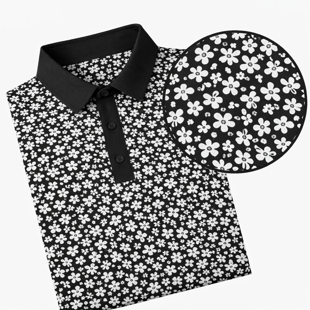 White Floral Performance Polo