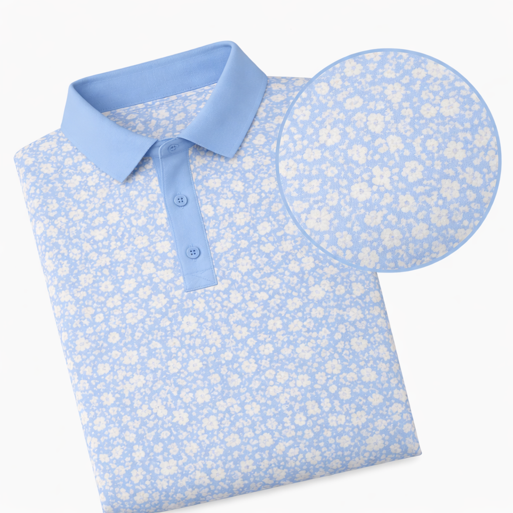White Floral Performance Polo